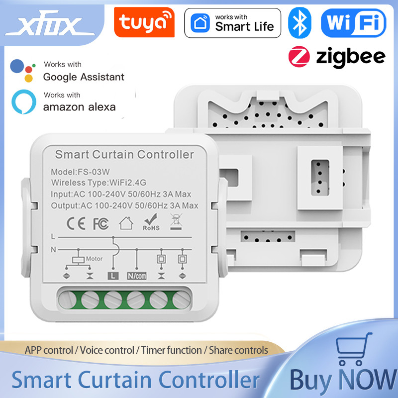 

Tuya WiFI Zigbee Smart Curtain Switch Module 3A for Roller Blind Shutter Electric Motor Timing Voice Work with Alexa Google Home