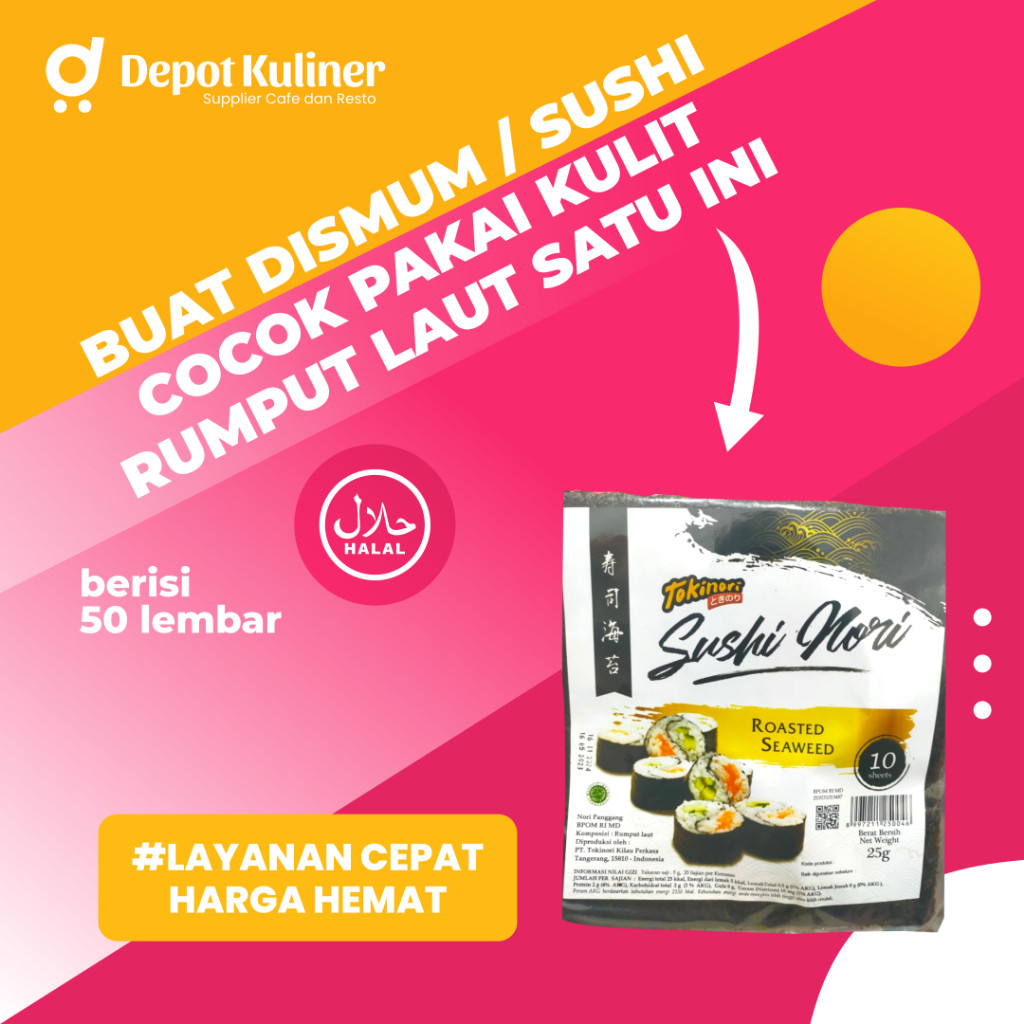 

Ready Stok Kulit Rumput Laut / Sushi Nori Isi 50 Lembar Dimsum