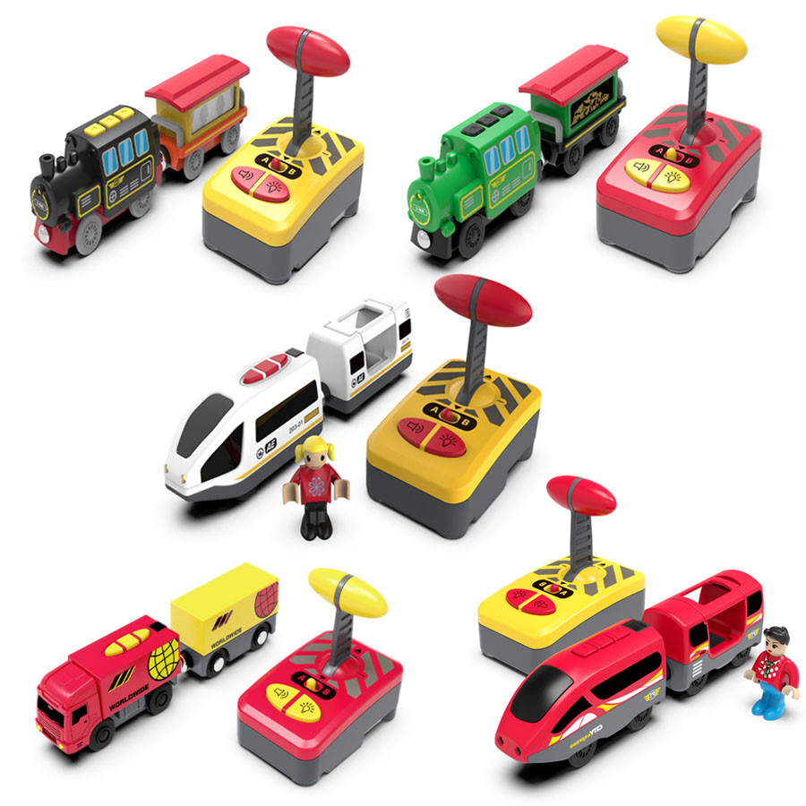 Magnetic Slot Diecast Car RC Electric Train Track Sets Fit for All Wood Railway Track Accessories Ch