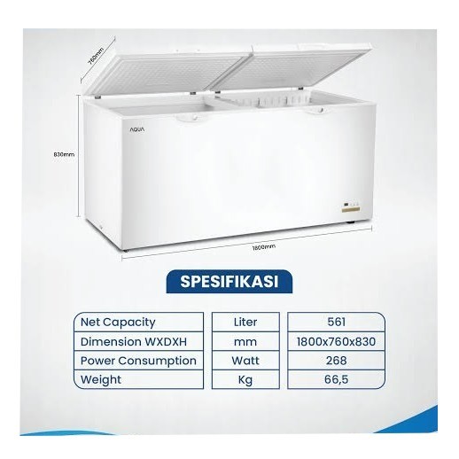 FREEZER BOX AQUA AQF600GC / LEMARI PEMBEKU AQUA AQF 600 GC 561L