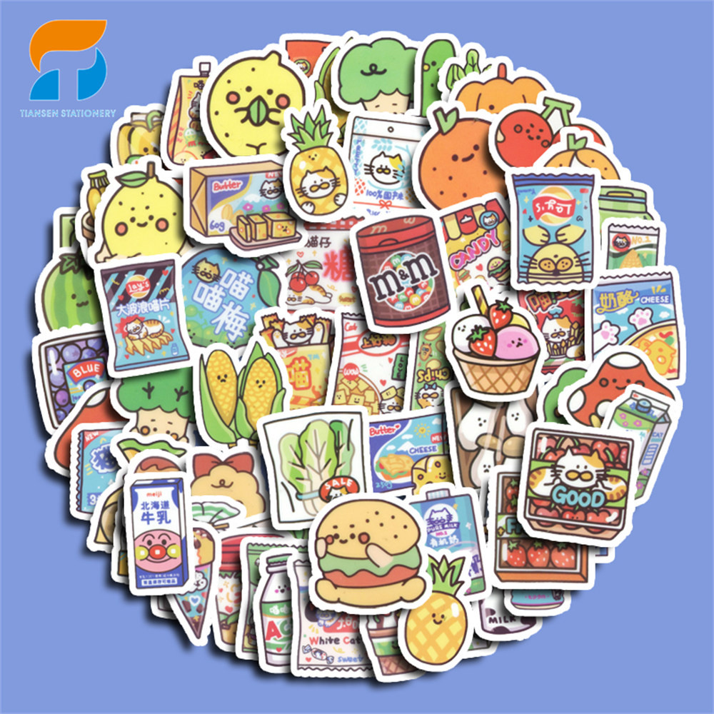 

100pcs Cute Snacks Stickers Diy Computer Washi Scrapbooking Laptop Stickers Stationery Arts Crafts