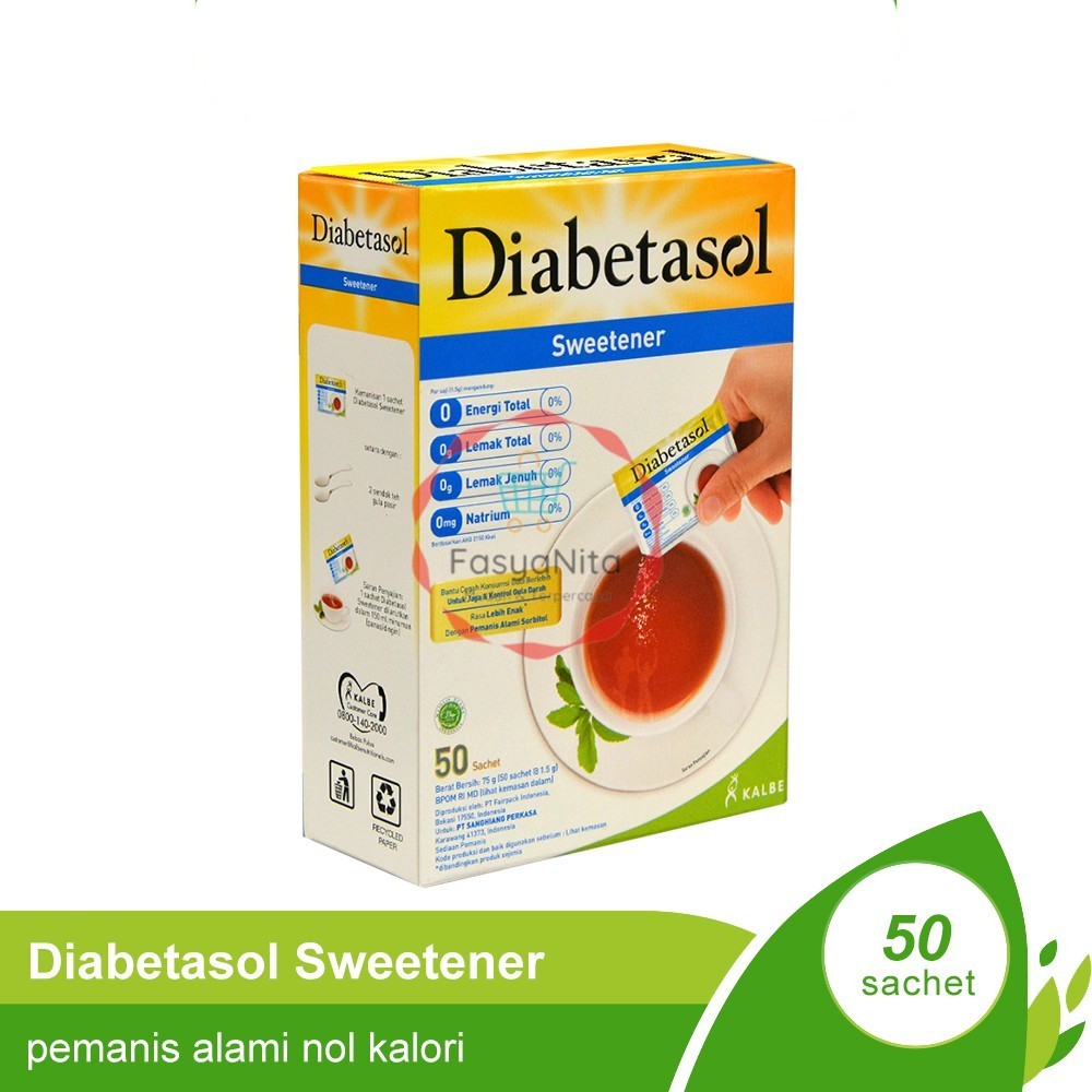 

Diabetasol Sweetener Gula Rendah Kalori Kemasan BOX - Fasyanita Denpasar