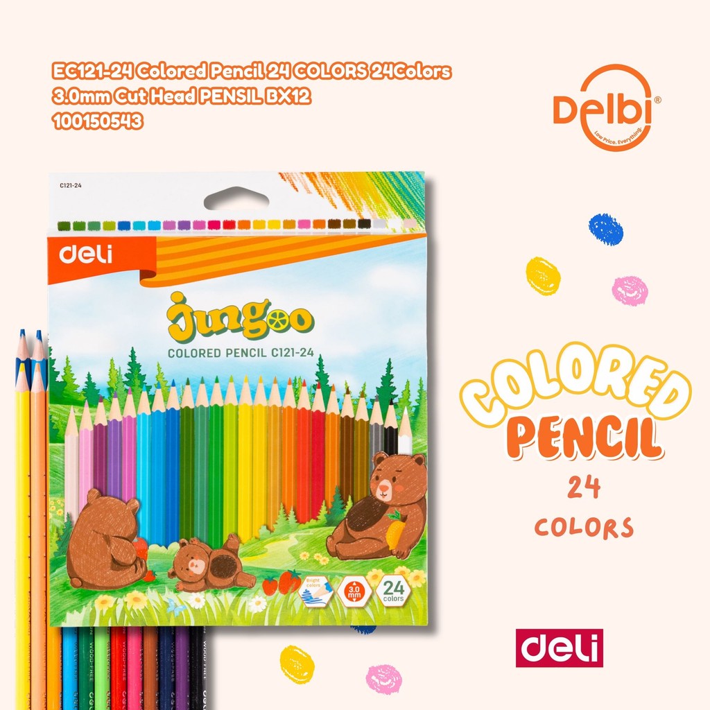 

Deli Coloring Pencil / Pensil Warna 12/24 Warna Hexagonal Jinggo Series Pewarnaan Cerah EC121