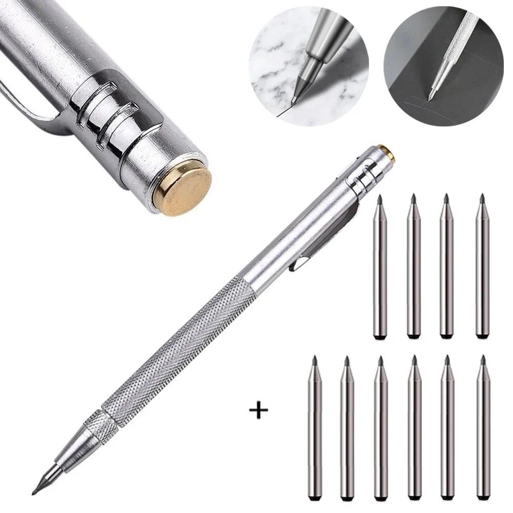 

11PCS Alloy Scribe Pen Carbide Scriber Pen Metal Wood Glass Tile Cutting Marker Pencil Metalworking Woodworking Hand Tools