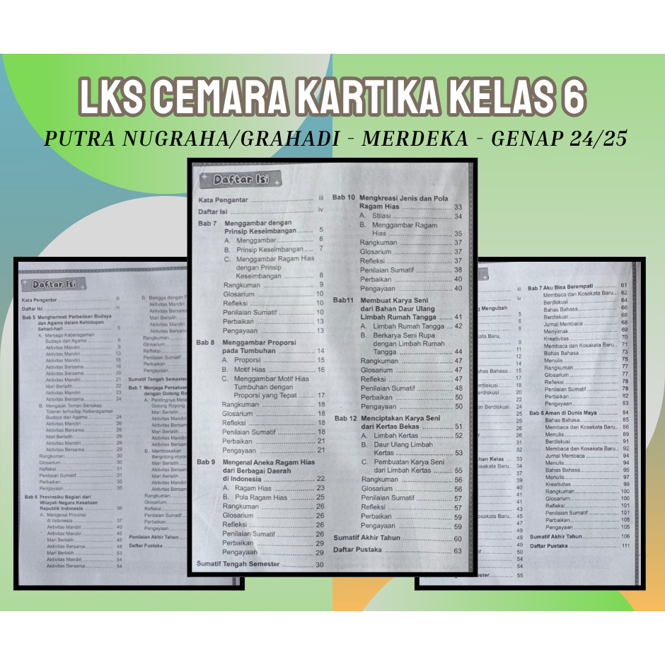 Buku LKS SEKAR KARTIKA SIMPATI MAHIR ZAMRUD CEMARA SD MI Kelas 6 Merdeka Ganjil 2024 2025 - Terbaru