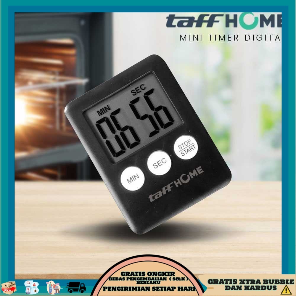TQK - TaffHOME Mini Timer Waktu Masak Digital Dapur Kitchen Stopwatch Lucu Hitam - 704AAB