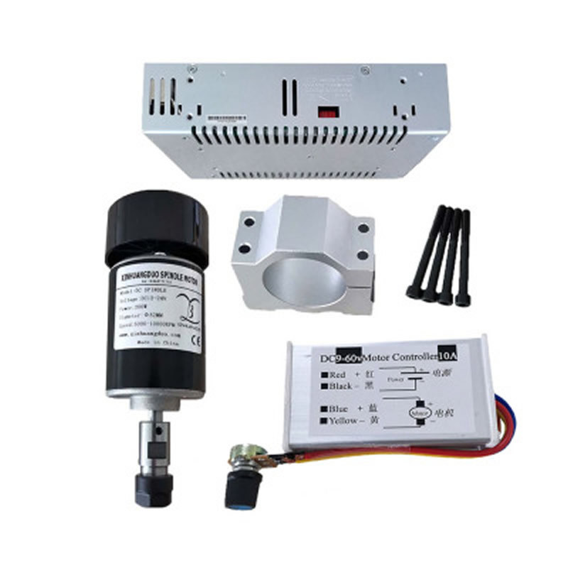 CNC Air Cooled 0.2KW Spindle Motor Kit 200W ER11 52mm Clamp Speed Governor Power Supply DIY CNC Mach
