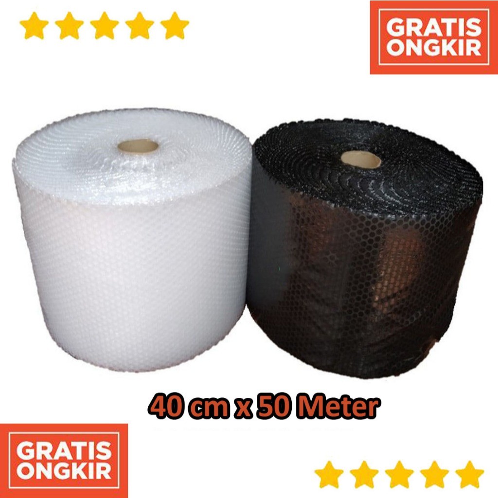 

Bubble Wrap 40cm x 50meter Hitam dan Putih Tebal, Bubble Wrap 40cm x 50m