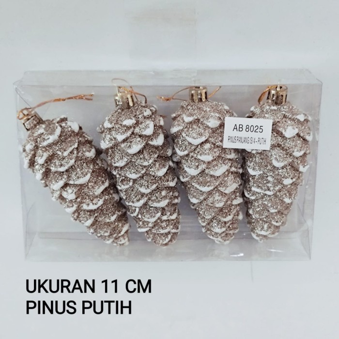 

DEKORASI NATAL BOLA PINUS GLITTER CHRISTMAS AKSESORIES POHON - AB 8025 PUTIH