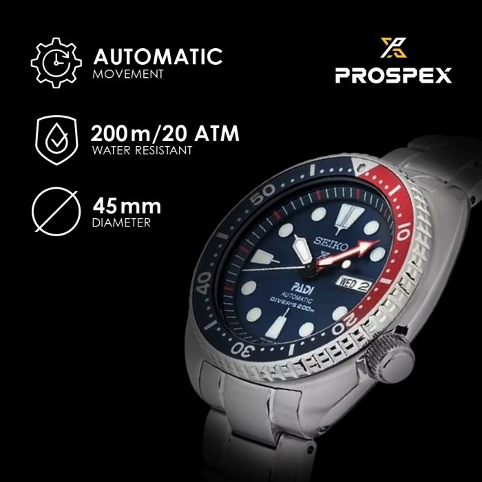 Seiko Prospex Pepsi SRPE99K1 SRPE99 Turtle Padi Sea Diver Stainless