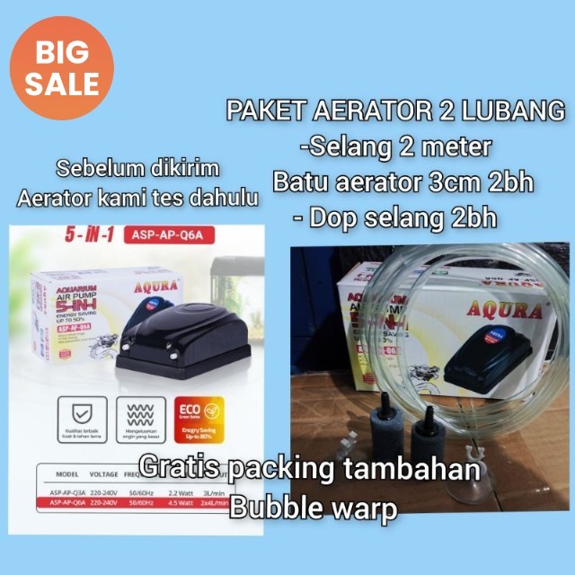 Paket aerator 2 lubang / aerator / aerator 2 lubang / pompa udara / mesin aerator / pompa udara aqua