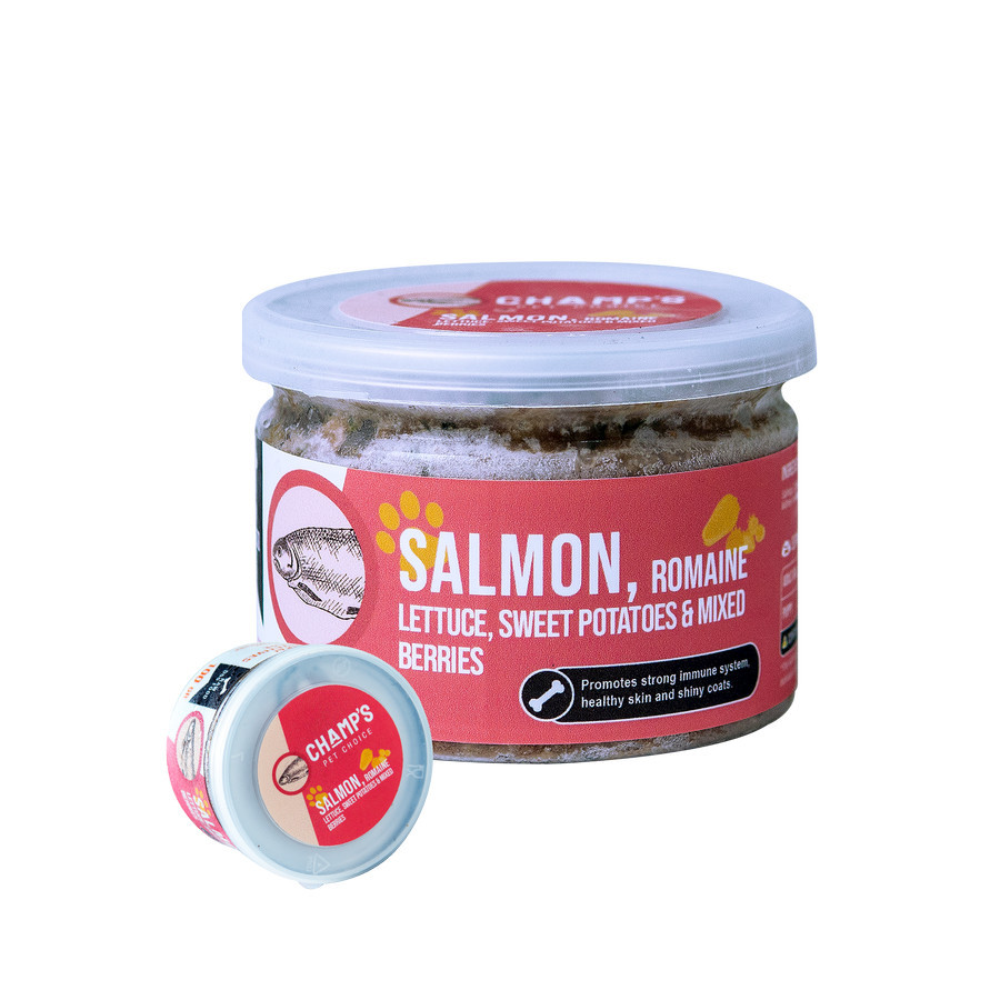 Champs Mini Salmon Romaine Letuce Sweet Potato & Mixed Berries Raw Dog Food