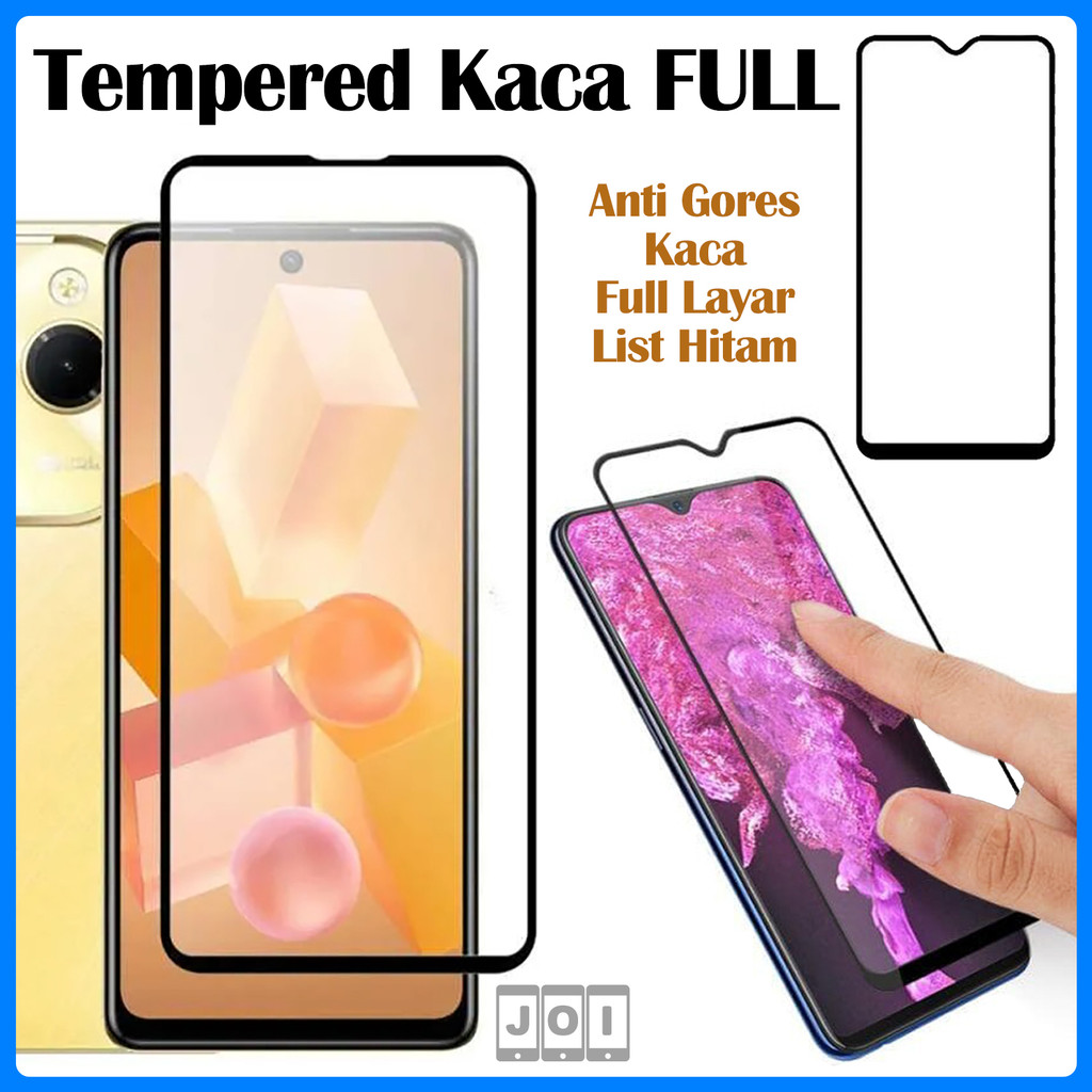 JOI Tempered Glass FULL Vivo 1606 Y53 2017 Anti Gores Kaca Pelindung Layar Pinggiran Hitam HP