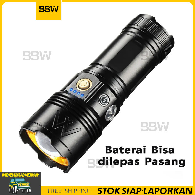 Senter Zoom In Out B54 2200lumens Flashlight Side Lamp Super Terang Senter Zoom In Out B55 2200 lume