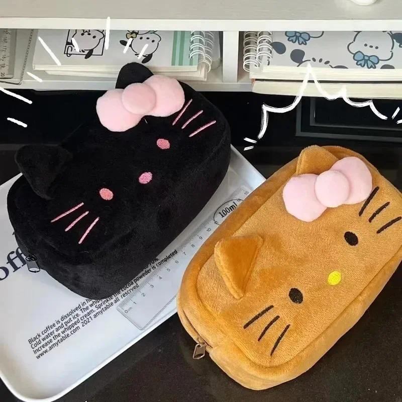 

Cute Hello Kitty Plush Pencil Case Cartoon Anime Cosmetic Storage Bag Kawaii Large Capacity Girl Birthday Stationery Gifts