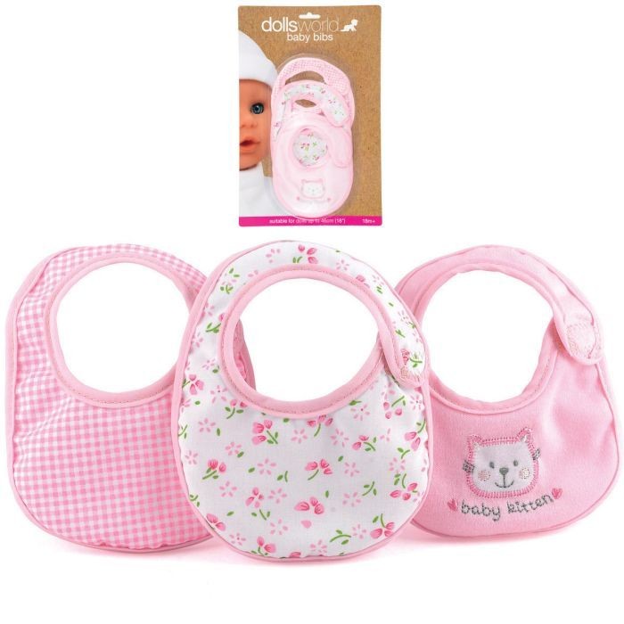 Peterkin Dolls World - Baby Bibs For Dolls - 3 Pack