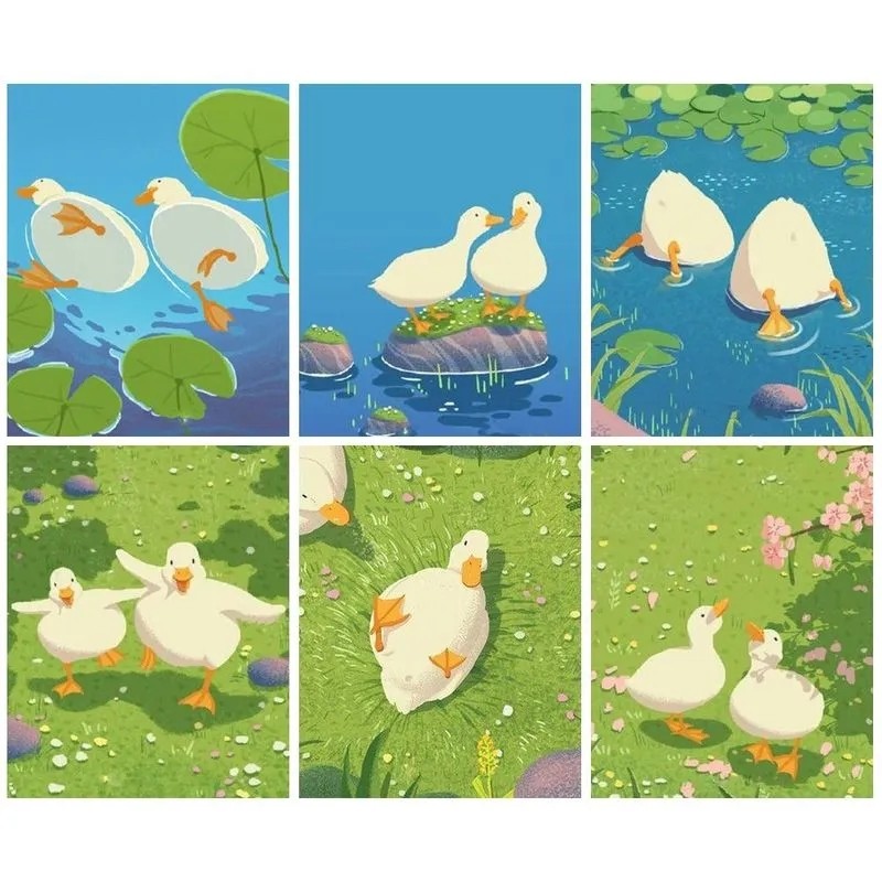 

Cartoon Paint By Number For Kids Duck Handpainted Drawing On Canvas Picture By Number Animal Home Decoration Gift
