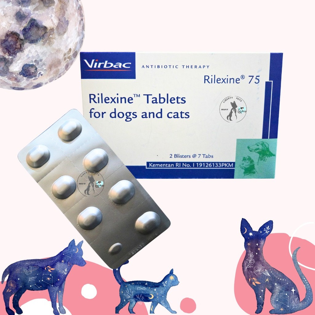 Rilexine 75mg Virbac (1 BOX = 2 BLISTER) Antibiotik Tablets For Cats Dogs