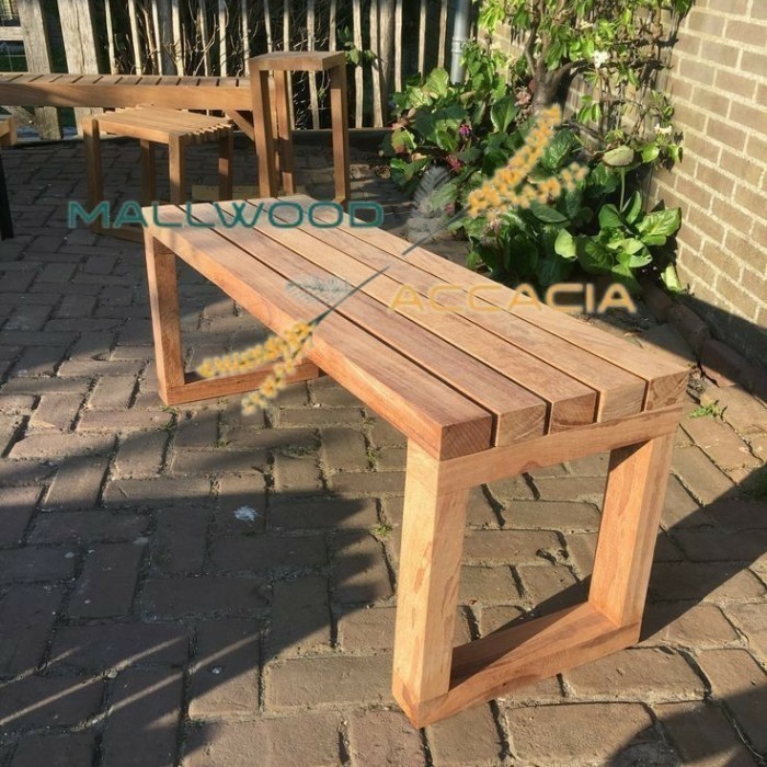 MALL WOOD Bangku Taman Estetik Kayu Jati Tebal 5 cm