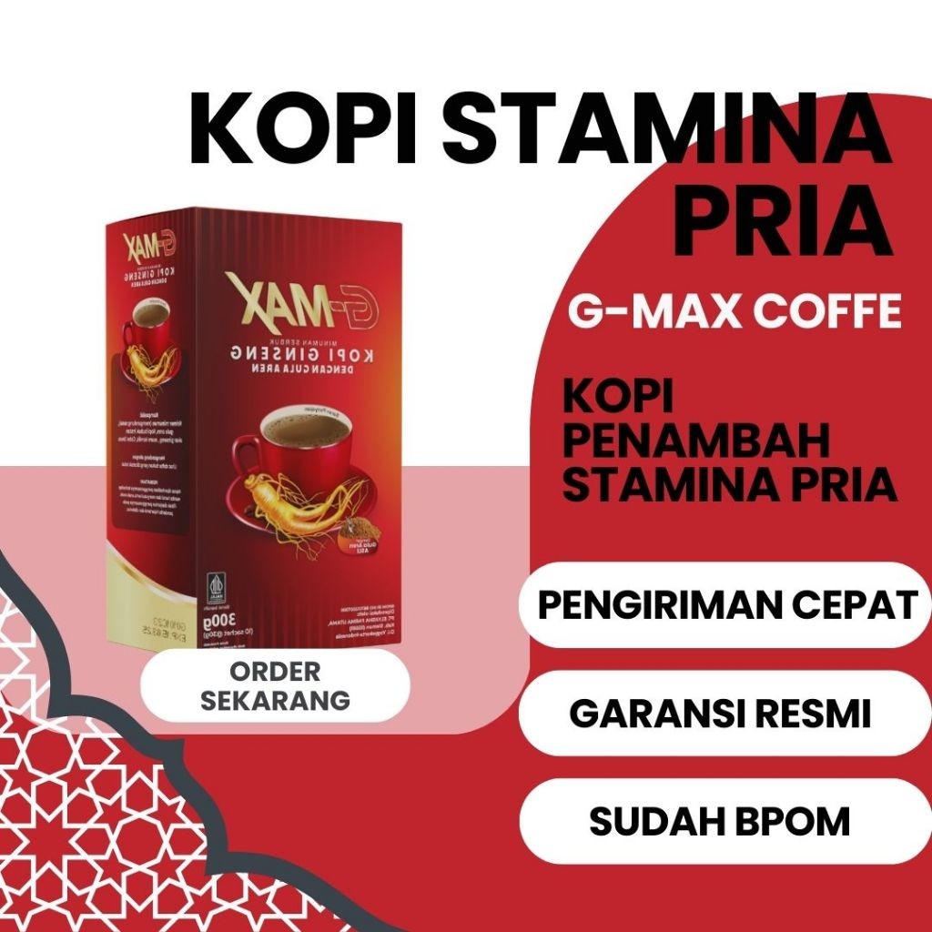 

G-MAX minuman kopi penambah stamina pria original BPOM dengan extra gingseng dan gula aren asli