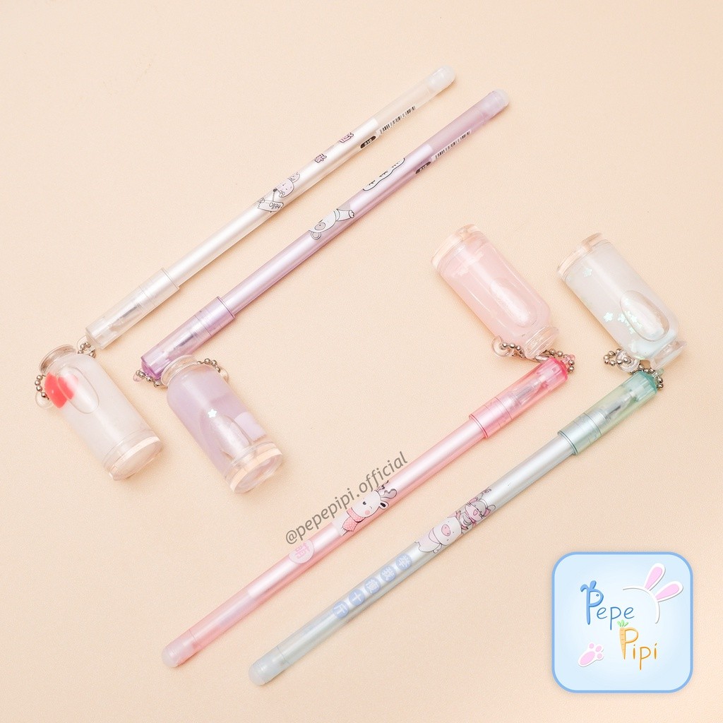 

4 &12 pcs Pena Gantungan Botol Air Susu Pen Bolpen Pulpen Bolpoin Karakter Milk
