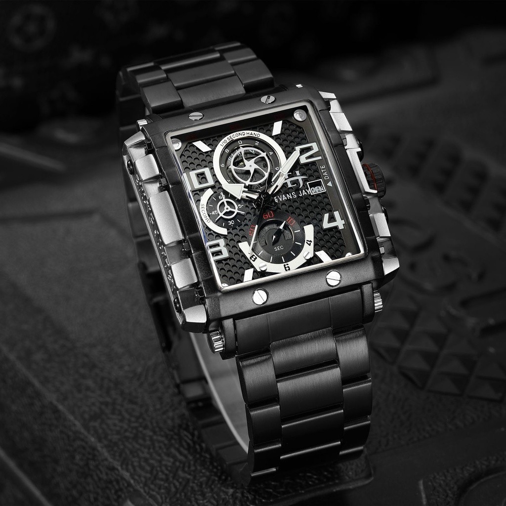 Evans Jayden Jam Tangan 9557 Rantai Stainless Kaca Sapphire Water Resistant 5ATM