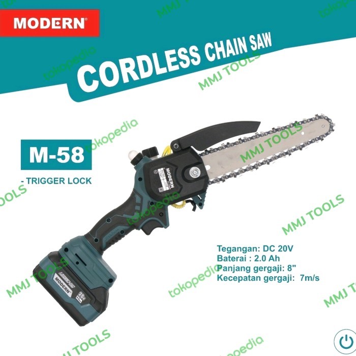 Cordless Chain Saw MODERN M-58 - MODERN Mesin Gergaji Cordless mini 8"