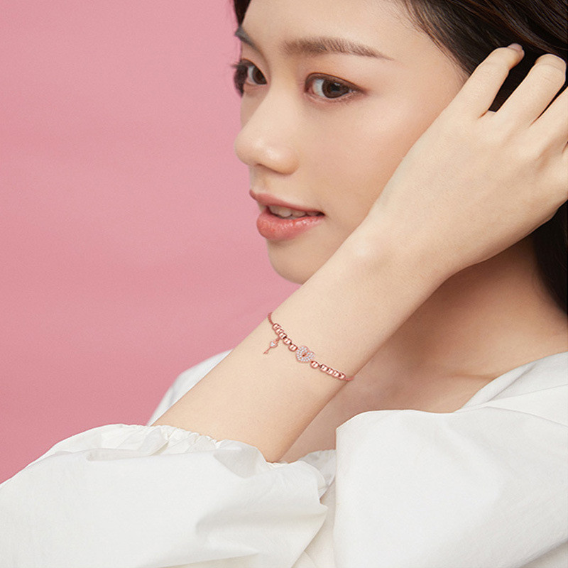 Gelang Hati Girly Gaya Baru Runxin untuk Wanita Fashion Sederhana Zircon Hati Gelang Sahabat dengan 