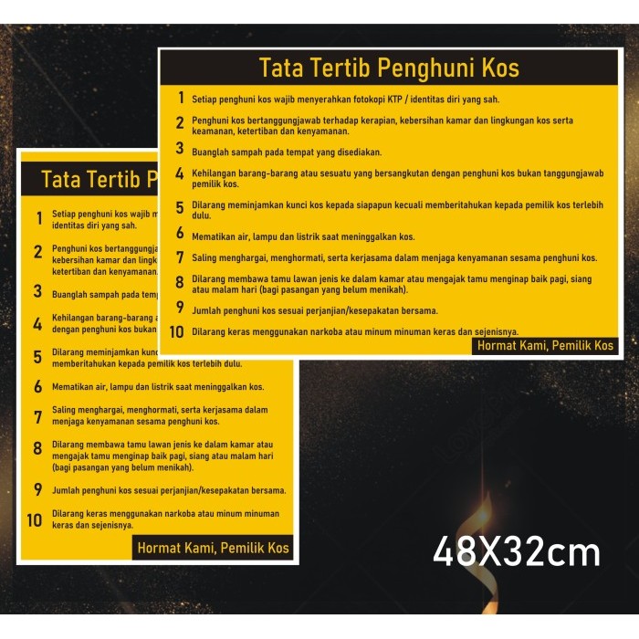 

Poster Tata Tertib Kos Besar 48x32cm - Vertikal