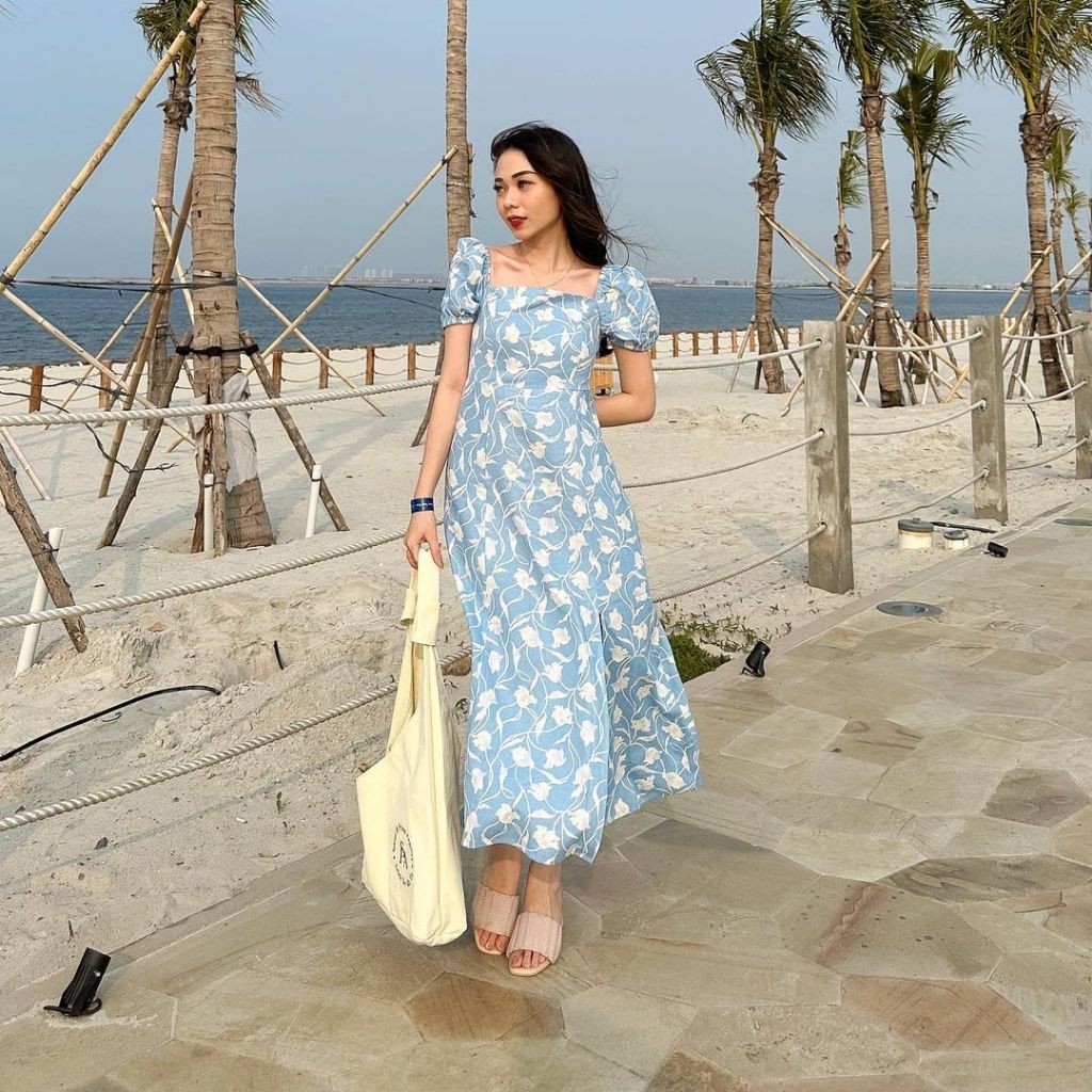 Seutail X Prisca Angelina - Elena Dress Square Neck dan Lengan Puff 010311