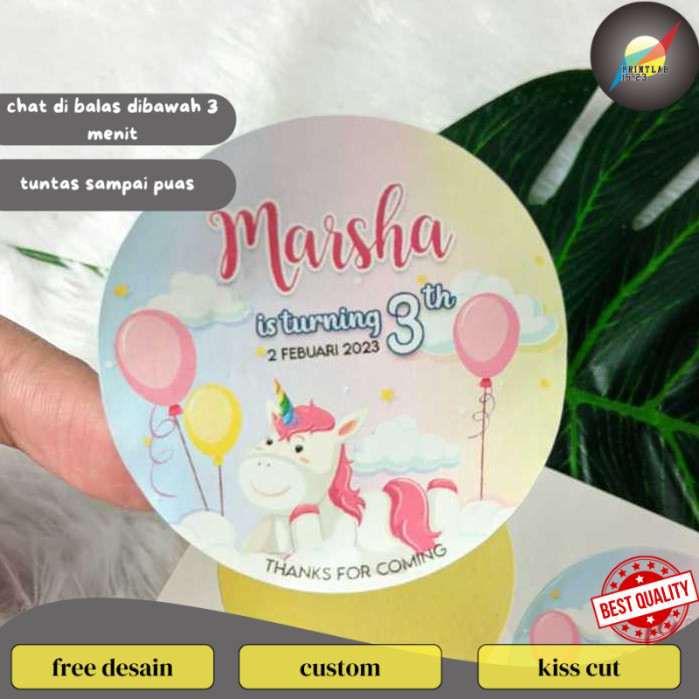 

PrintLab Sticker Bulat Ulang Tahun Anak Stiker Ultah Free Design Template Birthday Bahan Chromo