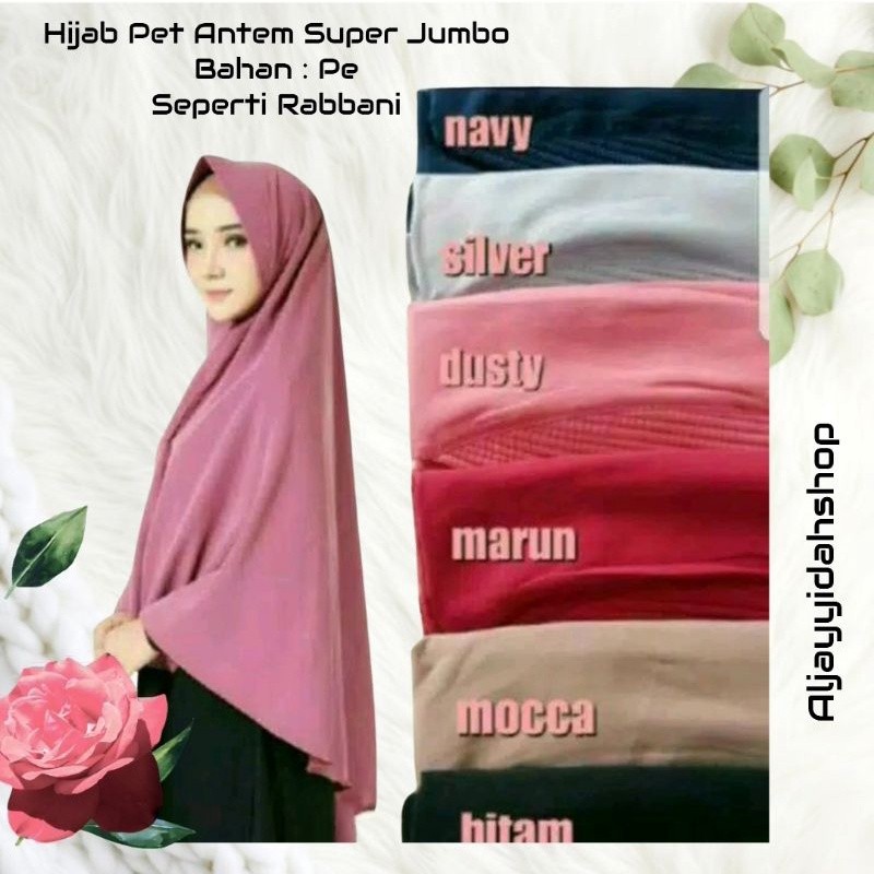 TERMURAH  KHIMAR PET JUMBO XXL HIJAM INSTAN / HIJAB BERGO ANTEM SUPER JUMBO BAHAN KAOS PE SEPERTI RA