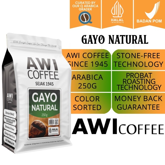 

[PROMO TERBAIK]- Awi Coffee Kopi Gayo Natural 250 gr Bubuk/Powder|Kopi Gayo|Specialty - BIJI KE MEDIUM