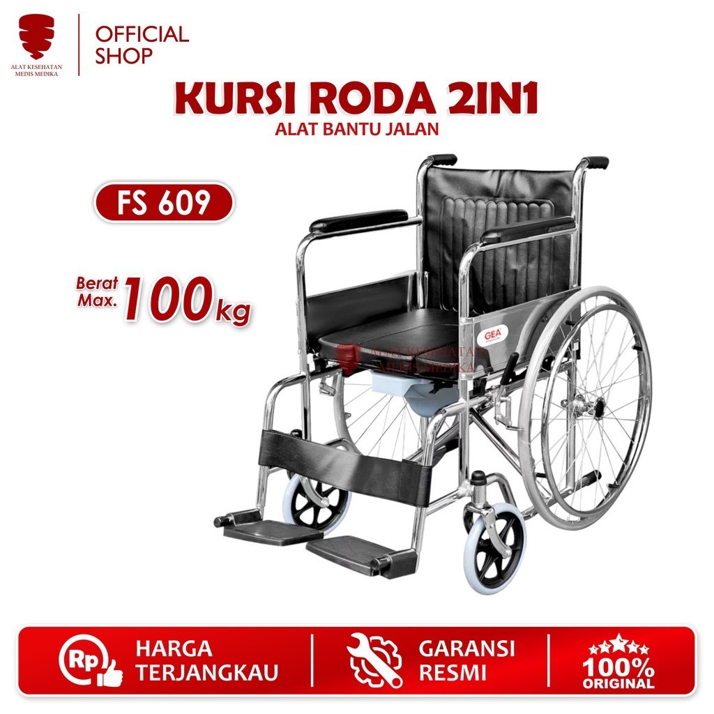 Kursi Roda Peralatan Bantu Penunjang Gerak 2in1 Wheel chair Sella GEA Medis