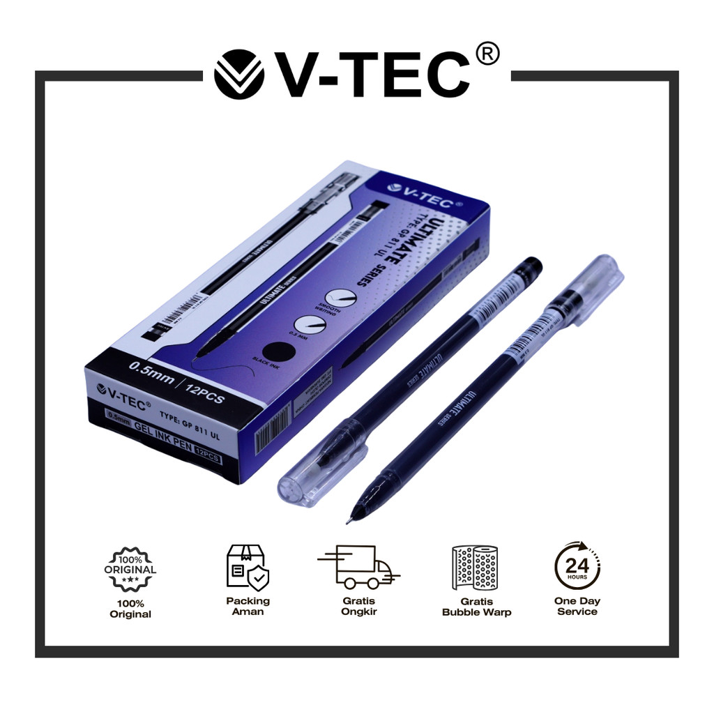 

V-TEC BIG CAPACITY GEL PEN GP 811 UL HITAM PACK