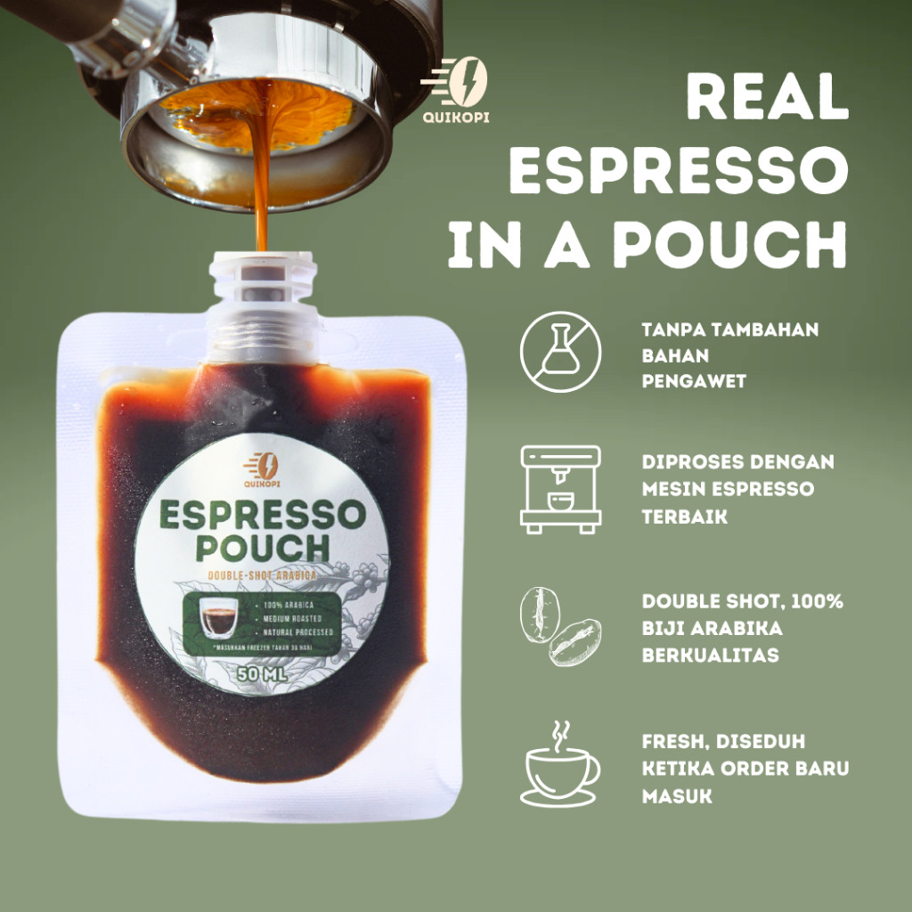 

Cahayadstore Quikopi Bundling Espresso Pouch Arabika 5 Pcs + Thermal Bag & Ice Gel - 100% Arabica