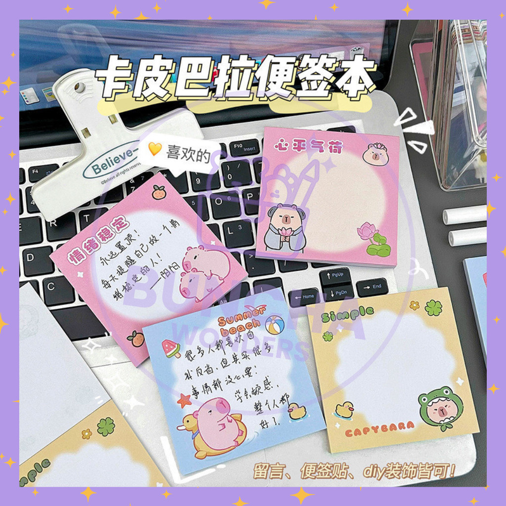 

BW PROMO COD - Sticky Notes Memo Tempelan Kertas Kapibara / Capybara Berwarna Import Murah
