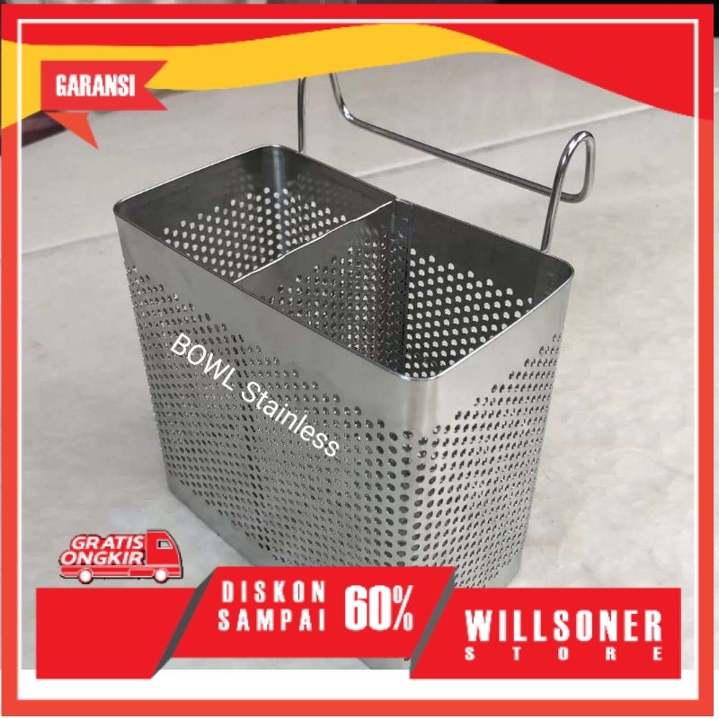 Tempat Sendok Garpu Sumpit Gantung Stainless Multifungsi