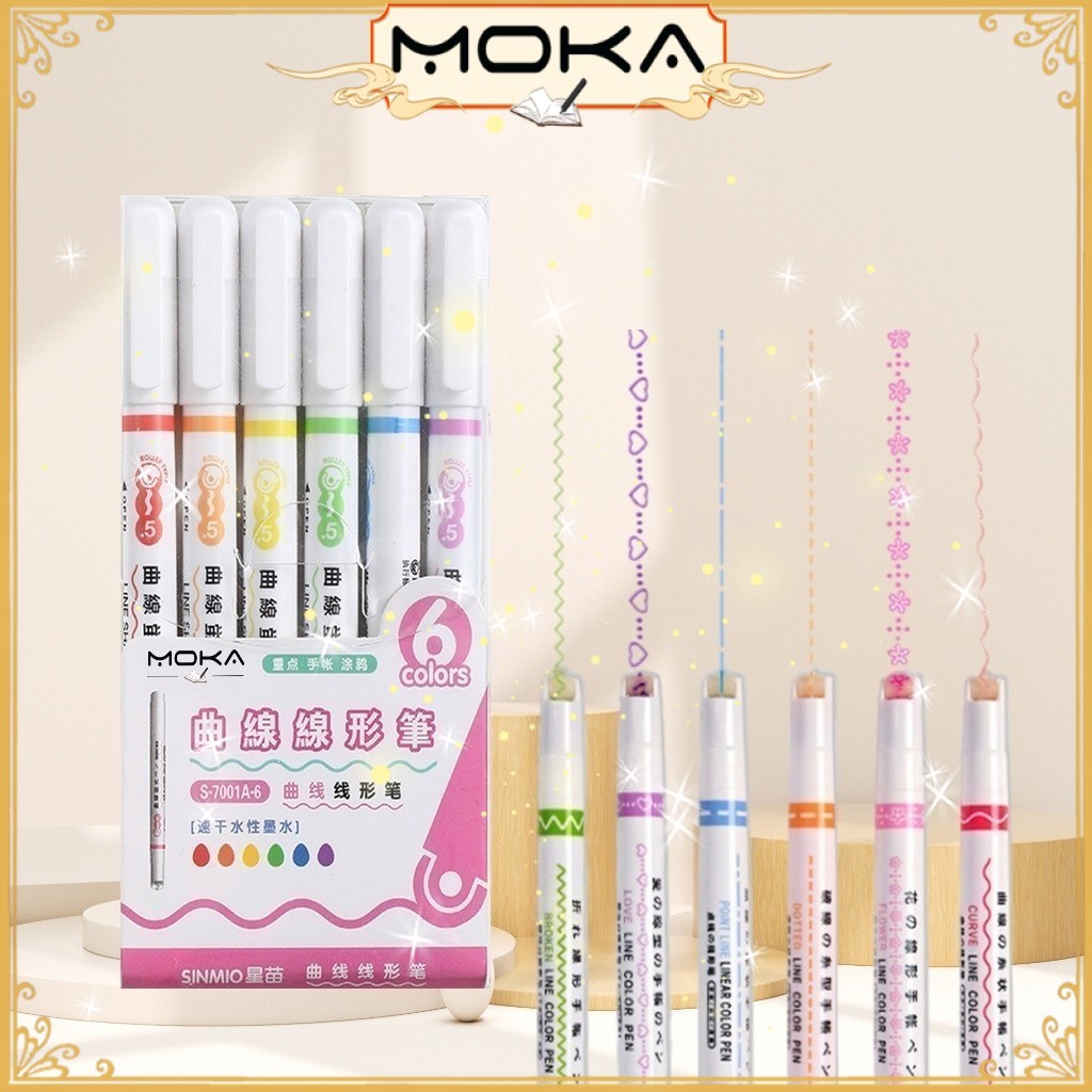 

MOKA PULPEN 1SET ISI 6PCS HIGHLIGHTER BENTUK GARIS MULTI WARNA / DIY HIGHLIGHTER WARNA PASTEL MKP131