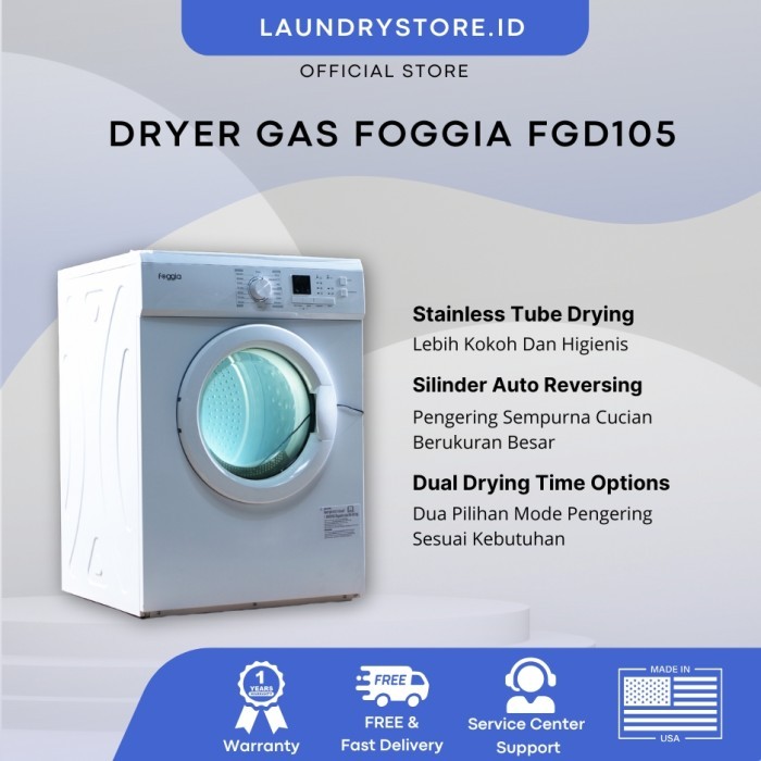Mesin Pengering Pakaian Merk FOGGIA Kap 10.5 Kg Dryer