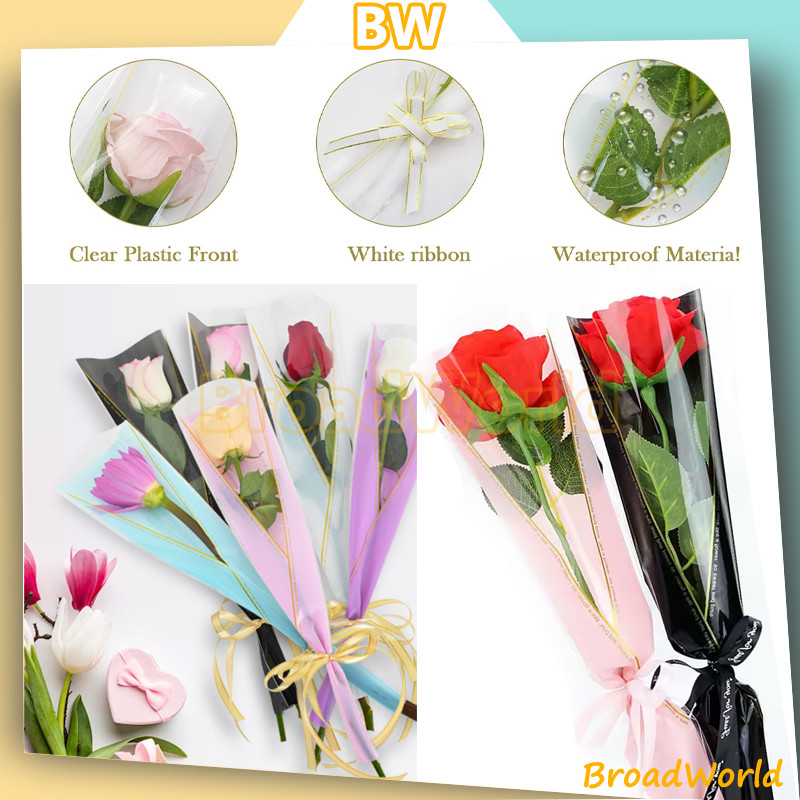 

BW [50 Lembar] kantong bunga list emas / Wrapping Plastik untuk Mini Buket Mawar Rose/plastik flower list gold buket bunga ulang tahun wedding