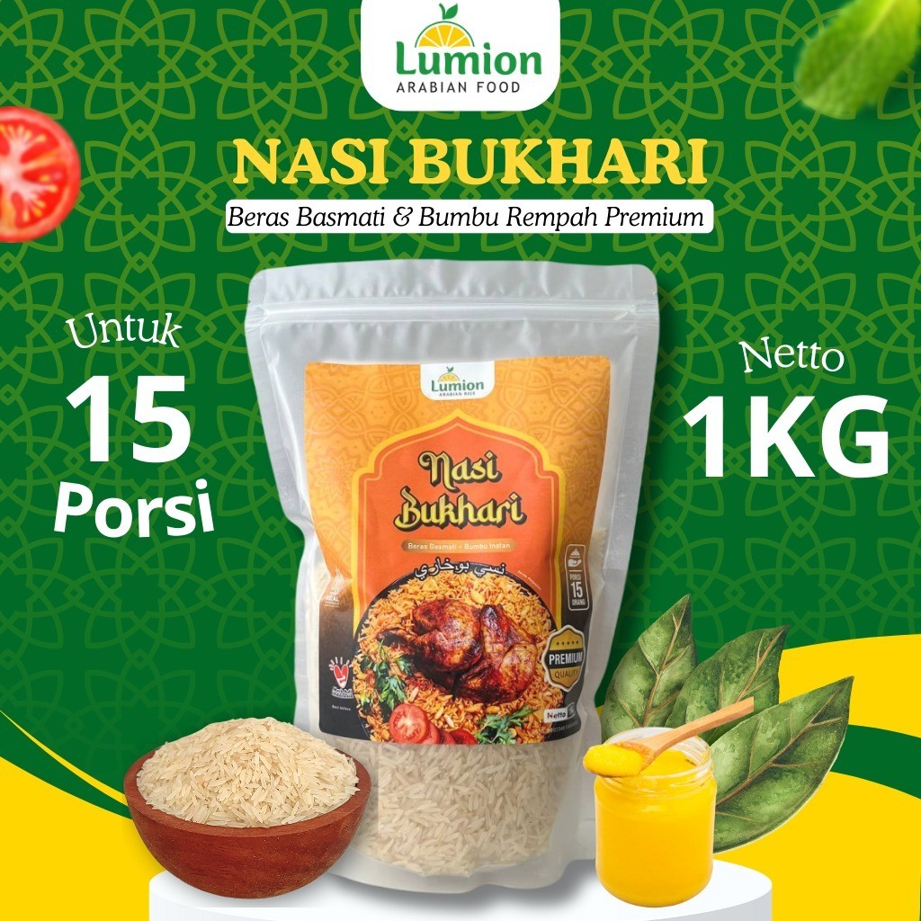 

Nasi BUKHORI Lumion PORSI 15 Orang Beras Basmati 1kg Rempah Bumbu Minyak Samin Terlengkap komplit