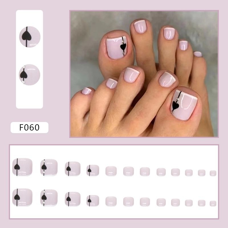 F060 - Kuku Cantik 24pcs set Kuku Palsu Fake Nails Box Free lem cair / lem jelly tahan air Kuku Pals