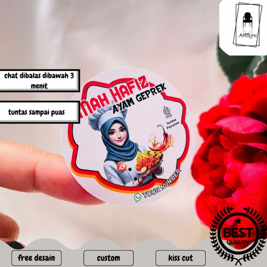 

Syncart 2-4 Cetak Stiker Makanan Ayam Geprek Goreng Bulat Chromo Sticker Label Box Kardus Custom