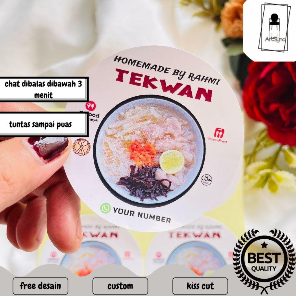 

Syncart 2-4 Stiker Murah Print Sticker Label UMKM Kemasan Box Makanan Pempek Tekwan Chromo Bulat