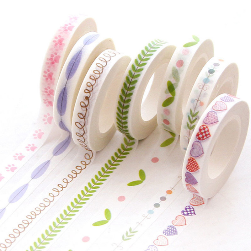 

7mm*10m Heart Kawaii Washi Tape Decoration Scrapbooking Papeterie Autocollant Masking Tape School Supplies Sticker Stationery