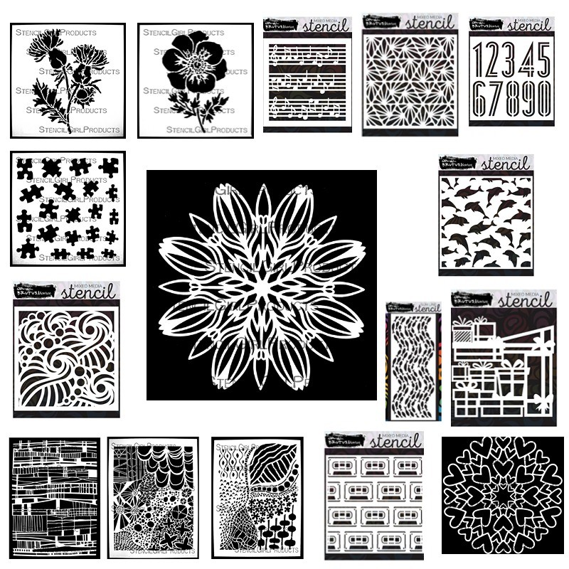 Heart Music Number Flowers Background Stencil Metal Cutting Dies Silicone Stamp Scrapbooking Photo A