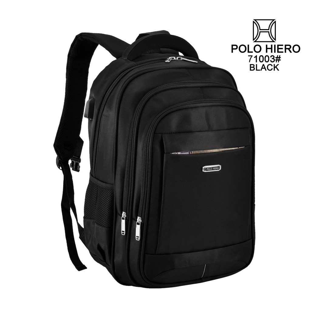 [PREMIUM ORIGINAL] Polo Hiero Tas Ransel Laptop Polo Hiero 71003 (Free Rain Cover+USB Extension)