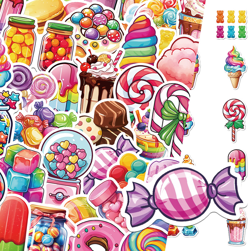 

50pcs colorful candy sticker suitcase skateboard guitar DIY notebook paper-cut book waterproof sticker
