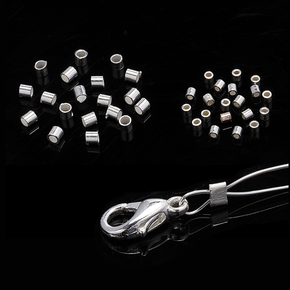 

20pcs 1.5mm 2mm Crimp End Beads 925 Sterling Silver Crimps for DIY Jewelry Ending Connection Accessories Supplies Whole